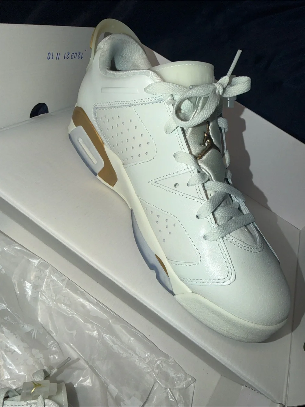 Jordan 6 White&Gold Gum Bottom LowTops OffWhite